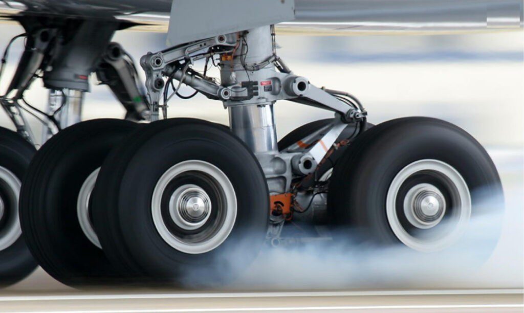 An image of an aircraft landing gear: an example of a mechanical system that can be modeled using bond graphs with Simbus Bondgraphs software for MATLAB and Simulink.